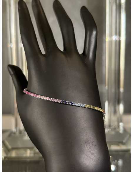 Rainbow Sapphire Line Bracelet