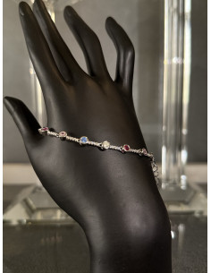 Rainbow Gemstone and Diamond Accent Bracelet