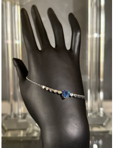 Heart Link Chain with Blue Heart Gemstone