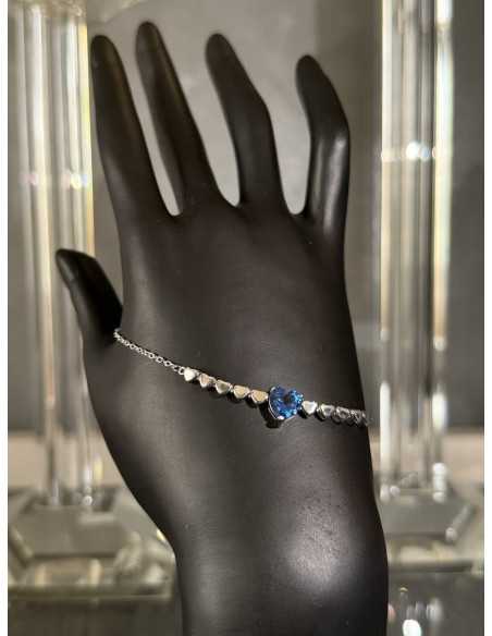 Heart Link Chain with Blue Heart Gemstone