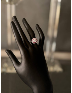 Diamond and Ruby Double Halo Ring