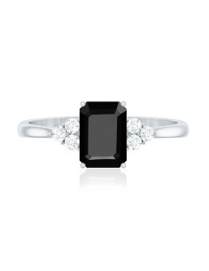Elegant Silver Ring With Diamond Trio